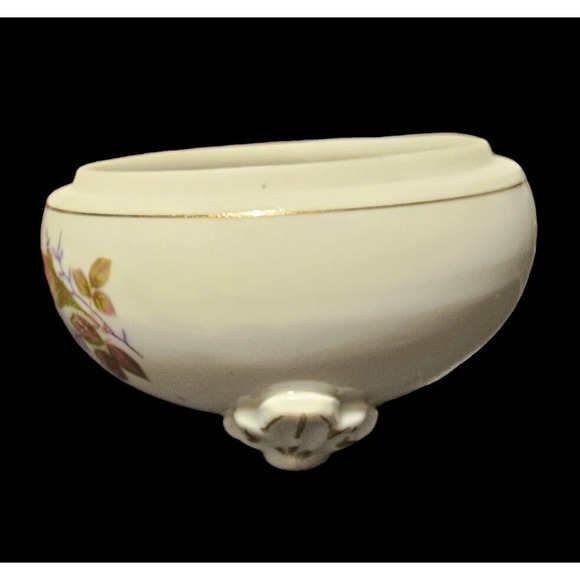 Vintage Porcelain Trinket Dish Andre Richard Japan Floral Missing Lid 3 Feet - Picture 3 of 8